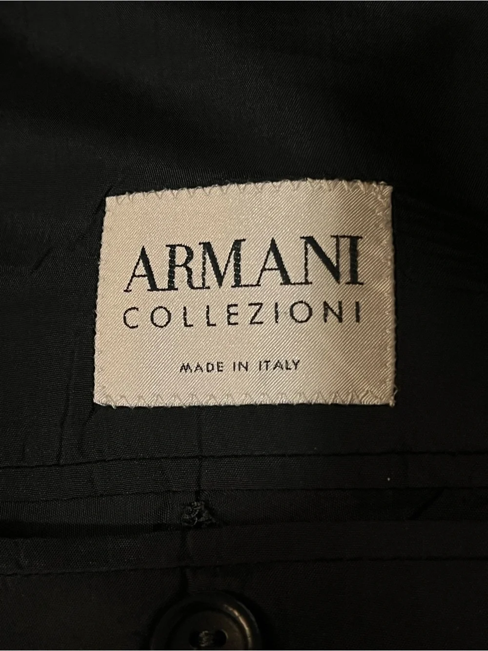 Armani Collezioni | Black single breasted suit jacket/blazer Men’s 44L wool